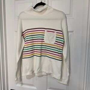 Croft & Barrow Cream Sweater with Multicolor Stripes